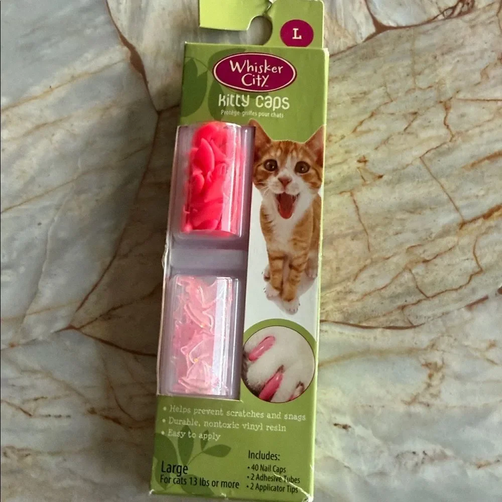Whisker City Kitty Caps Pink Glitter Nail Covers for Cats‎ Large 13lbs+ 40ct NEW